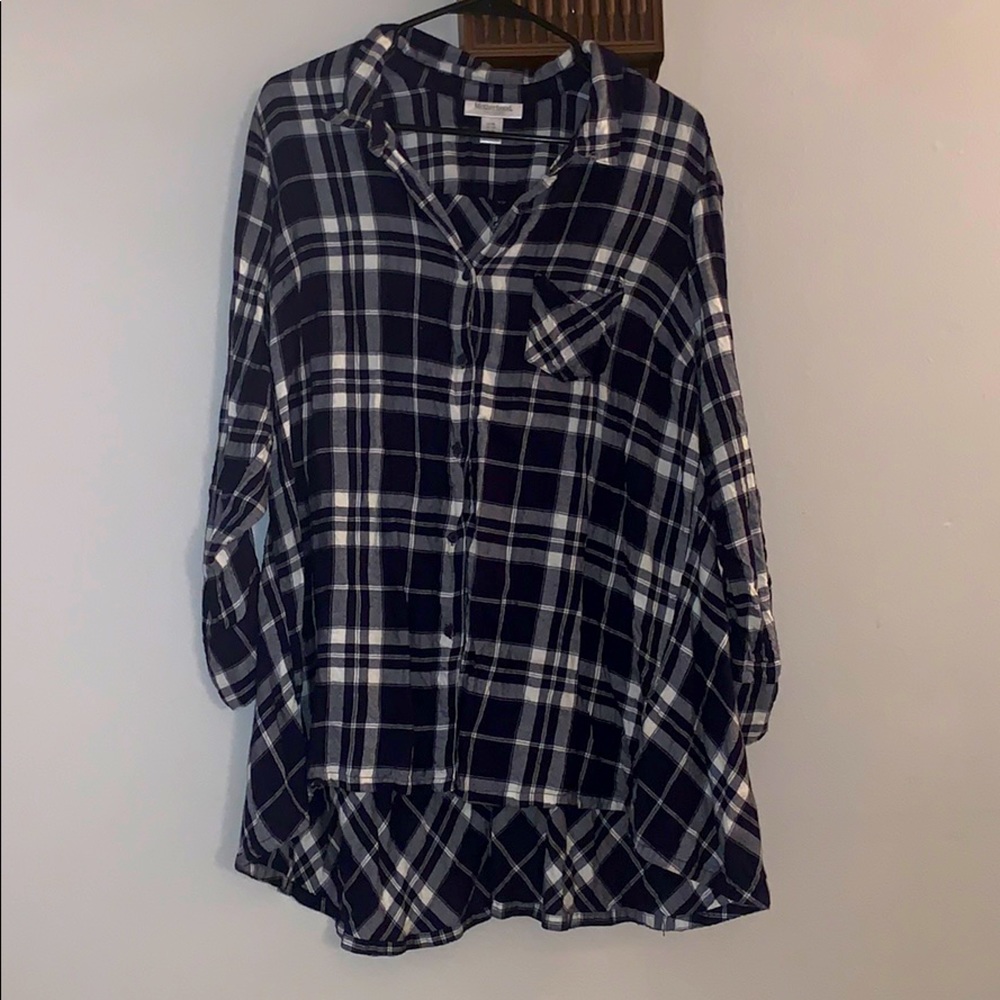 Navy blue & white flannel tunic